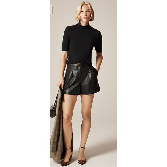 Banana Republic Womens Timeless Black Stretch Cotton Blend Mock Neck Tee Shirt M - Picture 2 of 8